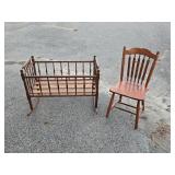 Victorian cradle and a nannys Maple side chair