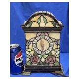 Stain glass Electric Mantle Clock and Light