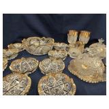 Gold flash gilt on clear press glass  lot - 4