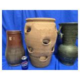 3 Floor Vases  - q9" Terracotta Strawberry pot ,