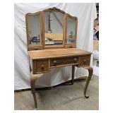 Dressing Table natural finish,  trifold mirror ,