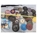 Lot of sanding supplies: grinding wheels,