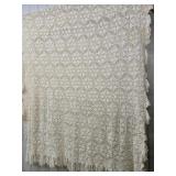 Vintage Hand Crochet Cream Bedspread good