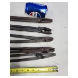 5 antique Blacksmith  / Tinsmith tools.   Look at