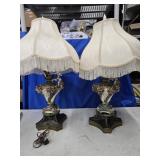 Capo-di-Monte  table lamps both have damage look