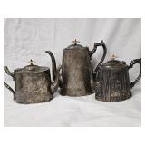 3 Stylish Victorian Silver plated serving pots -
