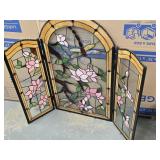 Stain Glass 3 section Folding  Fireplace Screen