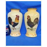 Pair of ceramic wall pocket with rooster