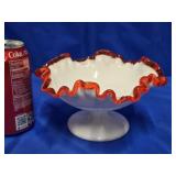 Fenton Glass Flame Crest footed compote bowl