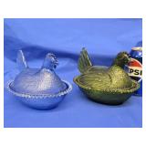 2 Indiana Glass Hen on Nest cover dishes , candy