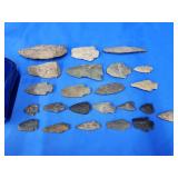 23 Native American arrowheads and points.  E