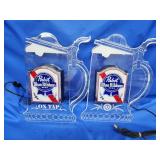 2 Pabst Blue Ribbon beer light bar signs. Old