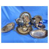 Silverplate coffee pot, cream & sugar,  oval