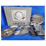 Silverplate and stainless steel serving pieces
