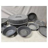 11 pc's Gray Enamelware Agate pans and one