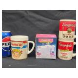Campbell soup advertising.   Mugs and salt and