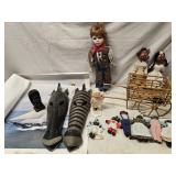 Dolls and more- 2 Wood carved Zebra Masks ,Cowboy