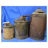 3 Antique Gas  Fuel Cans  look at pictures for