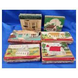 6 original Plasticville buildings.  Bank BK-1,