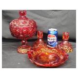 Amberine MCM L.E. Smith Moon & Stars candy dish