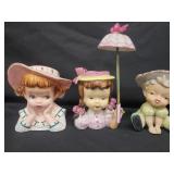 3 Vintage head vases: Napco little girl head