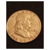1952 Silver Franklin Half Dollar coin.  Look at