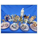Assorted porcelain figurines,  collector plates