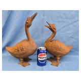 Pair Cast Iron Ducks patio or flower bed Statuary