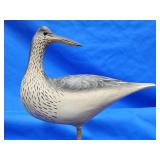 Spotted Sandpiper carved shorebird on drift wood.