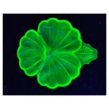 Uranium 3 leaf clover divided candy dish,
