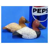 Pair Miniature canvasback decoys by William