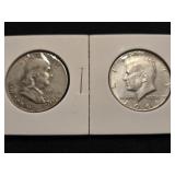 1951D  Benjamin Franklin Silver Half Dollar  ,