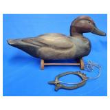 RedHead decoy with weight.  Glass eyes.  Stamped