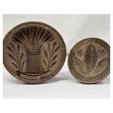 2 Antique Butter Prints Wheat Patterns Large