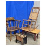4 pc's- Oak Shoe shine box , Oak Bedroom Rocking