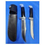2 vintage Buck knives 195 and 119 fixed blade
