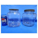 2 vintage jars. 8'  Hoosier style jar with Ribbed