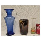 3 Blown Art Glass Vases - 7.5' M & B St. Clair ?
