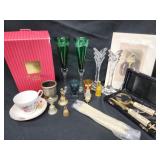 Lenox Emerald toasting Flutes, letter opener and