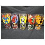 1976 DC Comic Glasses.  5 tota Superman,  Flash,