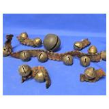 14 Antique Brass Sleigh Bells as found condition