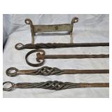 4 Hand Forged Wrought Iron Fireplace Log Pokers