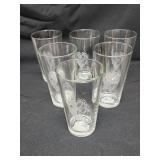 6 Baltimore Ravens etched pint sizes glasses.