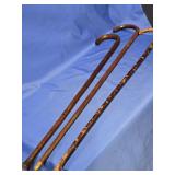 3 Vintage Canes  - 2 have sterling bandings one
