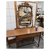 Maple Vanity with mirror,  has dropleaf ends
