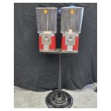 2 Oak Gumball Machines / Candy Dispensers on