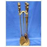 Regency style brass fireplace tools.   Heavy.