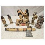 5 Native American Resin Figurines and Ceremonial