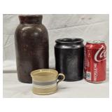 Lot  -  Stoneware Canning Crock , early dark