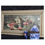 Vintage Still Life Fruit Print old frame and